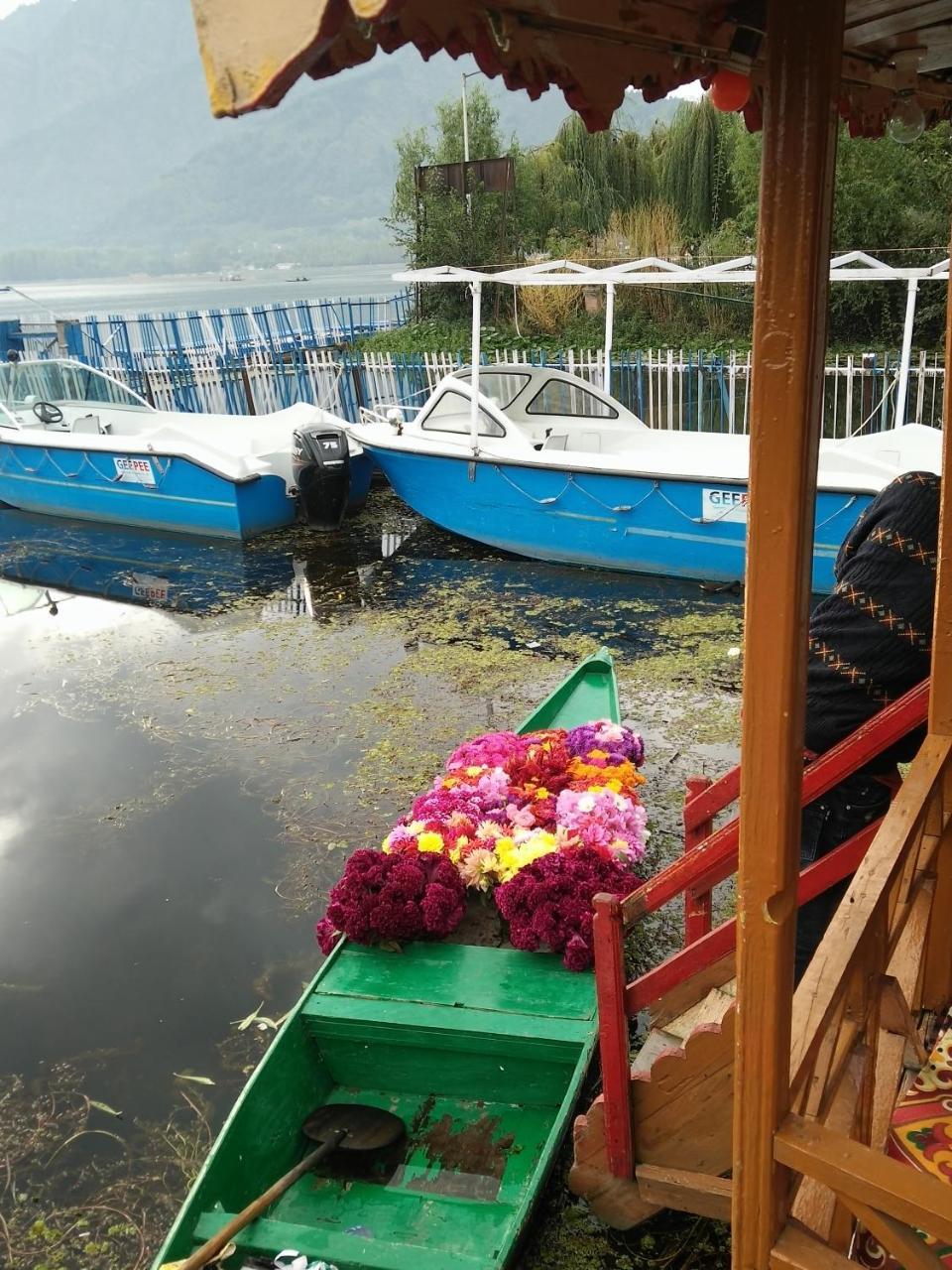Houseboat Young Snow View Front Line Dal Lake Srīnagar Extérieur photo